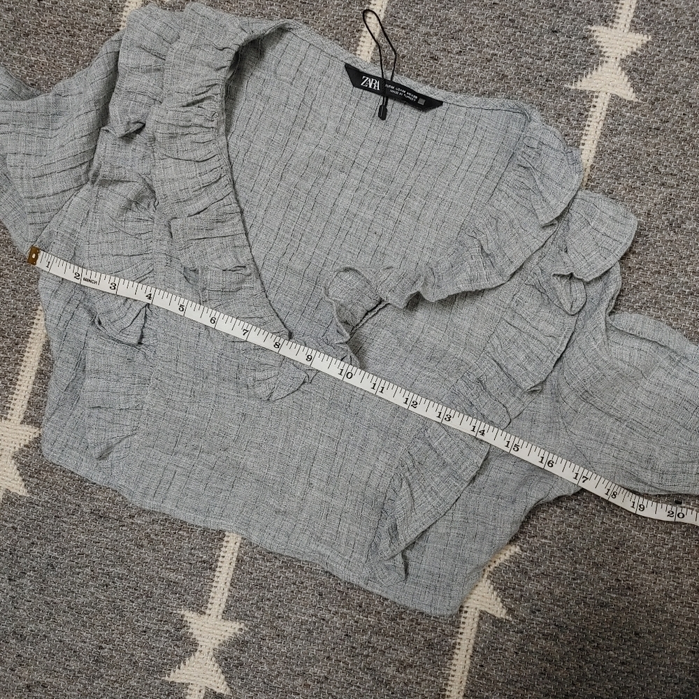 ZARA Ruffle Cropped Blouse - Picture 12 of 13